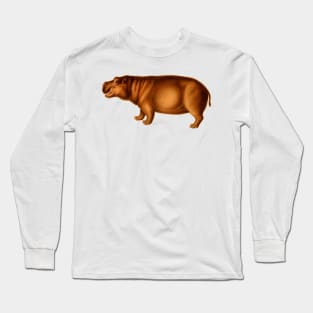 Hippopotamus naturalistic vintage art Long Sleeve T-Shirt